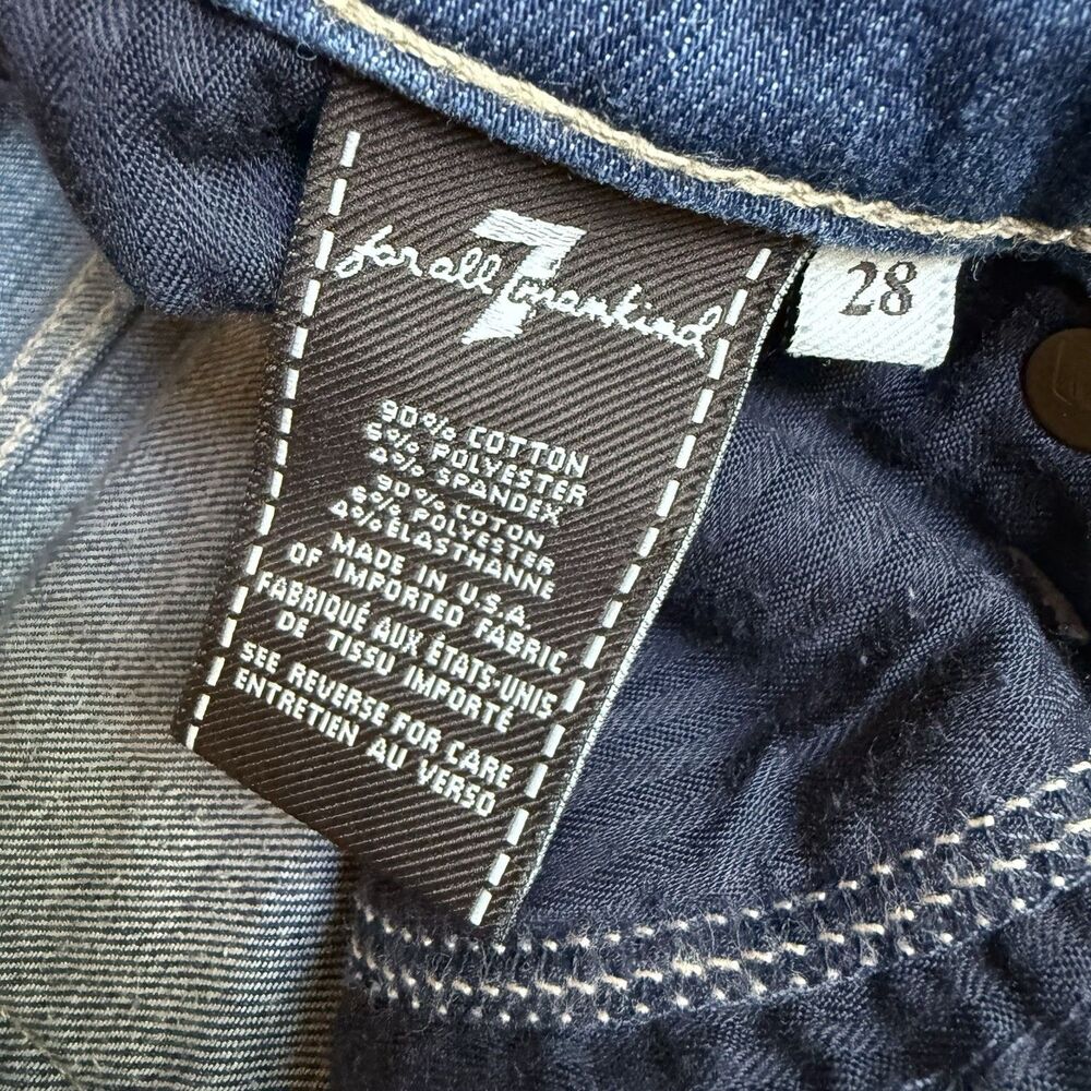 7 For All Mankind Jean Shorts Womens Size 28 Medium Wash Blue Y2K Summer Cuffed - Picture 5 of 8